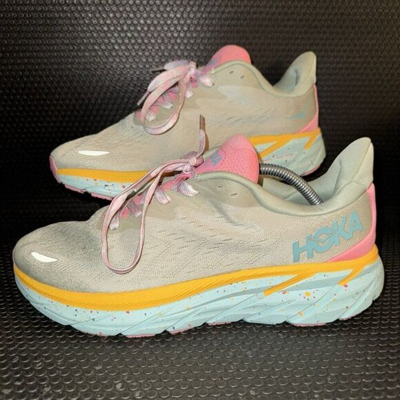 Hoka X Free People Movement Clifton 8 Green Pink Athletic Shoes Men’s Size 11D - Picture 1 of 8